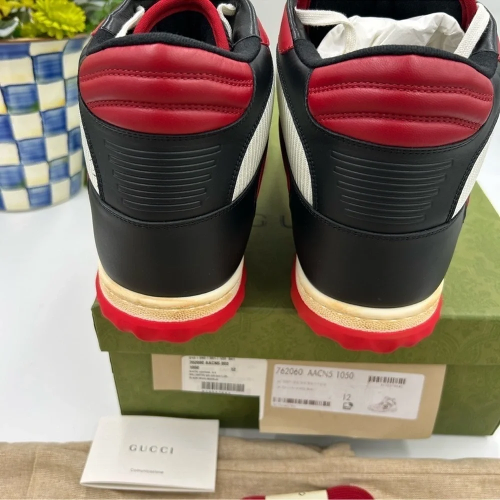 Men’s Gucci MAC 80 high top leather sneakers size 12 made in Italy